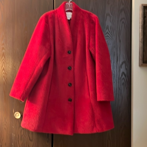 Coldwater Creek heavyweight faux fur coat. Beautiful red color. Size 18. - Picture 1 of 12